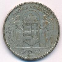 1930. 5P Ag "Horthy jobbra" T:F patina Adamo P8