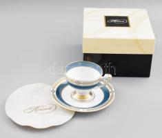 Herendi Josephine mintás porcelán kávés csésze, aljjal. Kézzel festett, jelzett, hibátlan, eredeti csomagolásban, díszdobozban,