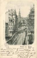 1898 Poznan Chwaliszewski bridge with tram (EB)