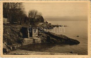 1913 Lovran, Lovrana; Nordstrand mit Seebad / tengerpart, strand / beach