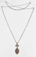 Ezüst(Ag) nyaklánc kövekkel díszített medállal, jelzett, h: 50 cm, bruttó: 9,6 g