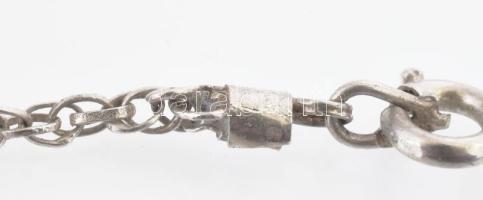 Ezüst(Ag) nyaklánc kövekkel díszített medállal, jelzett, h: 50 cm, bruttó: 9,6 g