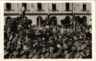 1940 Máramarossziget, Sighetu Marmatiei; bevonulás / entry of the Hungarian troops + "1940 Máramarossziget visszatért" So. Stpl