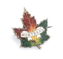 Ezüst(Ag) zománcozott "Montreal" bross, jelzett, kisebb hibákkal, 2,5×2 cm, bruttó: 2,9 g