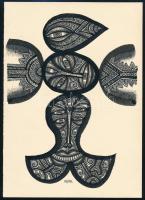 Feszt László, ifj. (1957-): Arcok (cím nélkül), 1995. Tus, papír, jelzett, hátoldalán a művész bélyegzőjével. 21×15 cm