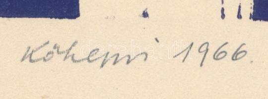 Kőhegyi Gyula (1933- ): Philemon és Baucis, 1966. Linómetszet, papír. Jelzett. 11,5x15 cm