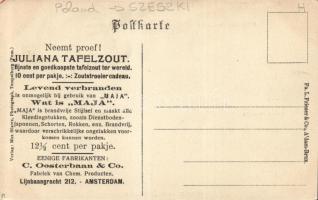 Szeszki (Draheim) with castle ruins and church; advertisment on the back (EK)