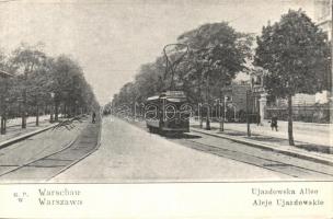 Warsaw Ujazdowskie street with tram