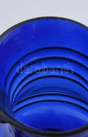 Erdélyi antik üveg kancsó, anyagában színezett, hutaüveg. XVIII. sz. Hibátlan 13 cm