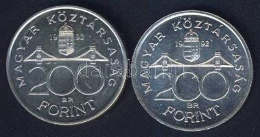 1992-93. 200Ft Ag "MNB" (2x) T:BU,2