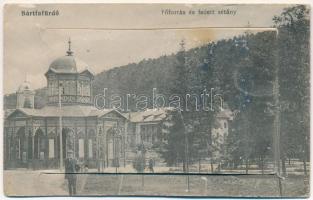 Bártfa, Bártfafürdő, Bardejovské Kúpele, Bardiov, Bardejov; Főforrás és fedett sétány. Horovitz kiadása. leporellólap 10 képpel / spa, spring source, promenade. leporellocard with 10 pictures (EK)