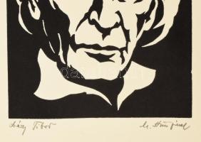 M. Kiss József (1935-1999): Déry Tibor. Linómetszet, papír, jelzett, 14×10,5 cm,