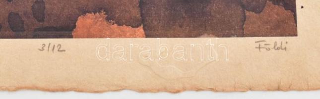 Földi Péter (1947-): Lépő madár. Computer print, merített papír, jelzett, számozott (3/12), 38×25,5 ...