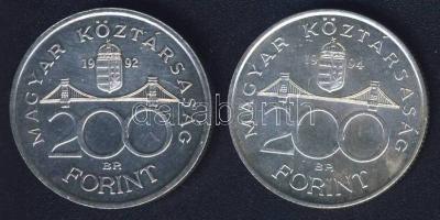 1992-94. 200Ft Ag "MNB" + "Deák" T:BU,2