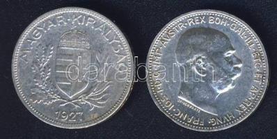 1927. 1P Ag + Ausztria 1915. 1K Ag T:2/3,3 ph