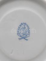 Herendi eton mintás csésze alátéttel. Kézzel festett, jelzett, kis kopással, m: 5,5 cm, d: 11,5 cm