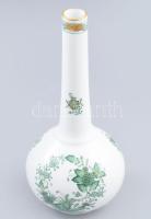 Herendi zöld Apponyi mintás szálváza, jelzett, hibátlan, m: 19 cm