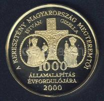 1999. "Szent István az Államalapító - Honfoglalás emlékére" aranyozott ffém emlékérem T:PP Csak 5000db! Tanúsítvánnyal!