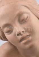 E. Geörcs Lajos: Art deco női akt büszt. cca 1930-1940, jelzett, talpánál kis pattogzással, 23x19x13...