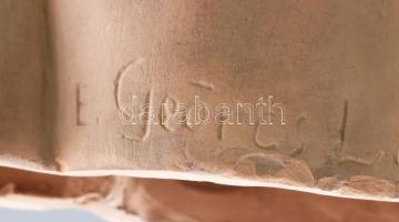 E. Geörcs Lajos: Art deco női akt büszt. cca 1930-1940, jelzett, talpánál kis pattogzással, 23x19x13...