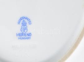 Herendi papagáj mintás, háncsnyomott peremű tál. Kézzel festett, jelzett, kissé kopott, 21x17 cm