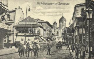 Warsaw Wierbowa street with Hotel Angielski Alexander Nevsky Orthodox Cathedral and military march (EK)
