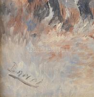 Bándi vagy Bandi jelzéssel: Téli táj. Olaj, vászon. Fakeretben. 38x63 cm