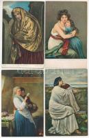 51 db RÉGI Stengel litho művész képeslap vegyes minőségben / 51 pre-1945 Stengel litho art postcards in mixed quality