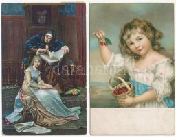 51 db RÉGI Stengel litho művész képeslap vegyes minőségben / 51 pre-1945 Stengel litho art postcards...