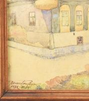 Olvashatatlan jelzéssel: Budapest, Fő utca, 1954. Akvarell, papír. Üvegezett fakeretben. 23,5x29,5 c...