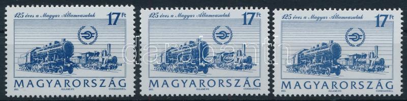 1993 125 éves a Magyar Államvasutak 2 db bélyeg 1 lyuksorral rövidebbek + támpéldány (7.000)