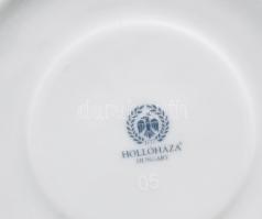 Hollóházi karácsonyi mintás porcelán csésze és alj. Matricás, jelzett, hibátlan, d: 9 - 14,5 cm