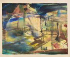 Horváth János (1944-2021): Víztükör, 1972. Akvarell, papír, jelezve jobra lent. Paszpartuban. Szerepelt. Akvarell Biennálé, 1972, Eger. 42,5x55,5 cm