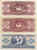 1975. 20Ft + 1984. 100Ft + 1992. 100Ft T:F közte kis folt, a sarkoknál firka
