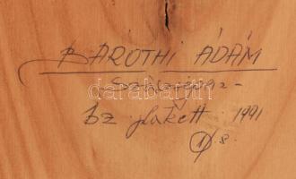 1991, Baróthi Ádám (1945- ): Hunyadi Mátyás.Bronz fali plakett fa talapzaton, jelzett, hátoldalán fe...