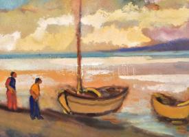 Szabó Sándor (1923-1986): Balaton. Akvarell, papír, jelzett. Paszpartuban. 28x37,5 cm