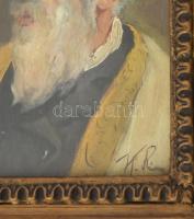 Kasznár Ring Jenő (1875-1945): Szakállas férfi portréja. Olaj, fa, jelzett. Dekoratív, üvegezett fak...