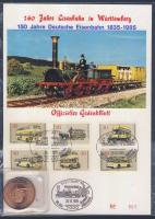 NSZK 1985. "150 éves a vasút - Adler 1835" Br emlékérem, bélyeges sorszámozott emléklappal...