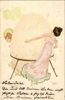 1903 Art Nouveau lady. Theo. Stroefer Ser. 222. No. 1. litho s: Raphael Kirchner (EK)