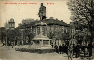 Sopron, Széchenyi szobor, zsinagóga a Templom utcában (1944-ben bombatalálat érte majd az 1950-es évek elején lebontották)