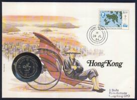 Hongkong 1983. 2$ érmés, bélyeges borítékon T:1 Ismertetővel!