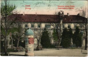 1907 Eszék, Essegg, Osijek; Generalska vojarna (Tvrdja) / Generalskaserne (Festung) / K.u.K. military barracks, advertising column (Rb)