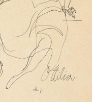 Szász Endre (1926-2003): Ottilia. Tus, papír, jelezve jobbra lent, üvegezett keretben 27x18 cm