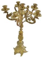 Ötágú gyertyatartó. Masszív öntött réz. Főnixmadaras díszítéssel. karok kissé mozognak 51 cm