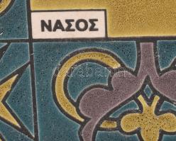 Szabadkőműves nagy méretű kerámia fali dísz. Nassos, Rodos. Jelzett mázas kerámia, kézzel festett, f...