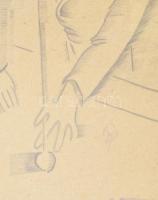 MCP jelzéssel: Biliárdozók. Ceruza, papír, jelzett, üvegezett keretben 30x24 cm