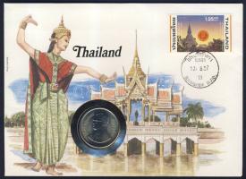 Thaiföld 1986. 5B érmés, bélyeges borítékon T:1 Ismertetővel!