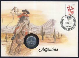 Argentína 1984. 1P érmés, bélyeges borítékon T:1 Ismertetővel!