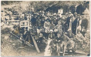 ~1920 Kovásznafürdő, Baile Covasna; Sikló vasút, iparvasút, kirándulók a vasútállomáson / funicular industrial railway, hiking people at the railway station. photo (fl)