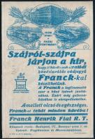 Franck kávé kétoldalas reklámlap, 17×12 cm